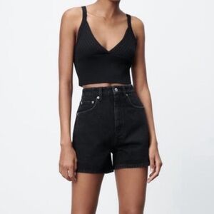 Zara black denim shorts